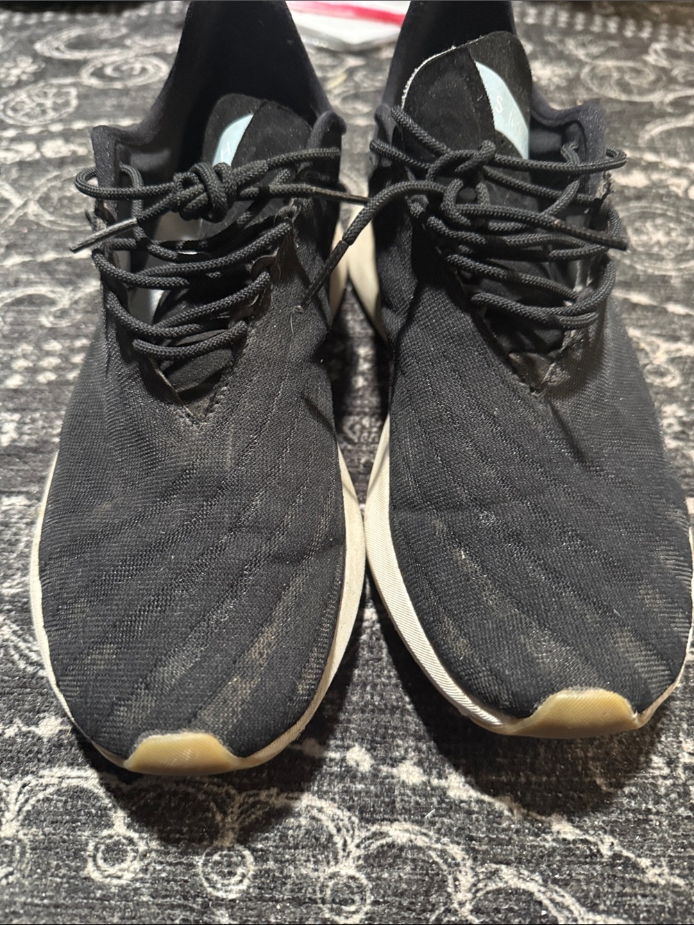 Saysh Women's Black Knit Sneakers with Cream Sole
